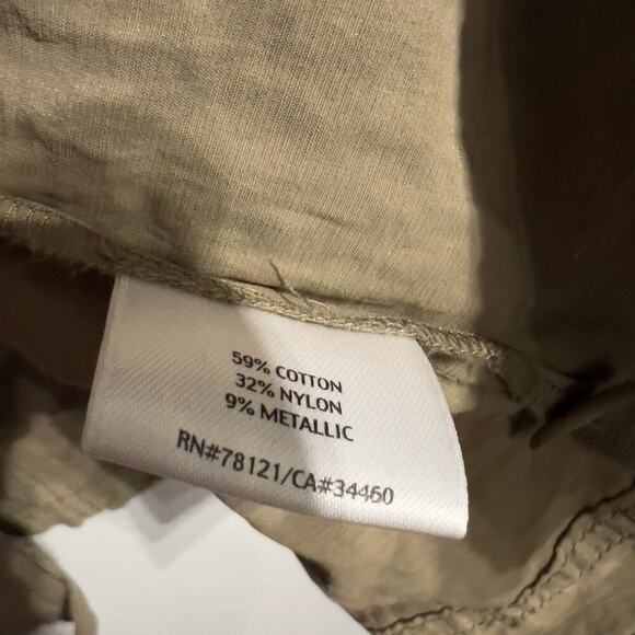 Eileen Fisher Jacket XL Button Light Crinkle Cotton Nylon Metallic Khaki Tan - Picture 3 of 6